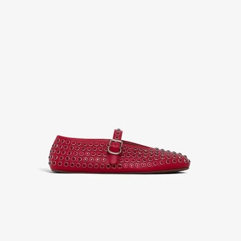 Women's Mary Jane Flat – Crystal-Studded Leather