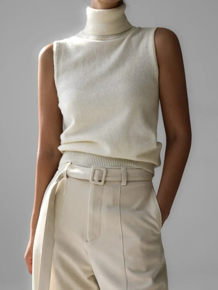 Women's High-Neck Sweater Vest – Sleeveless Sculpted Fit