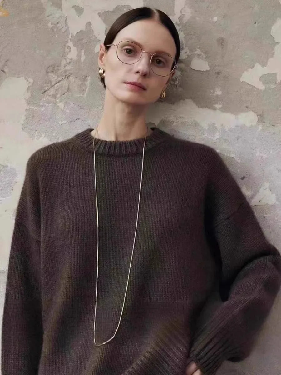 Women's Oversized Knit Sweater – Relaxed Drape Fit
