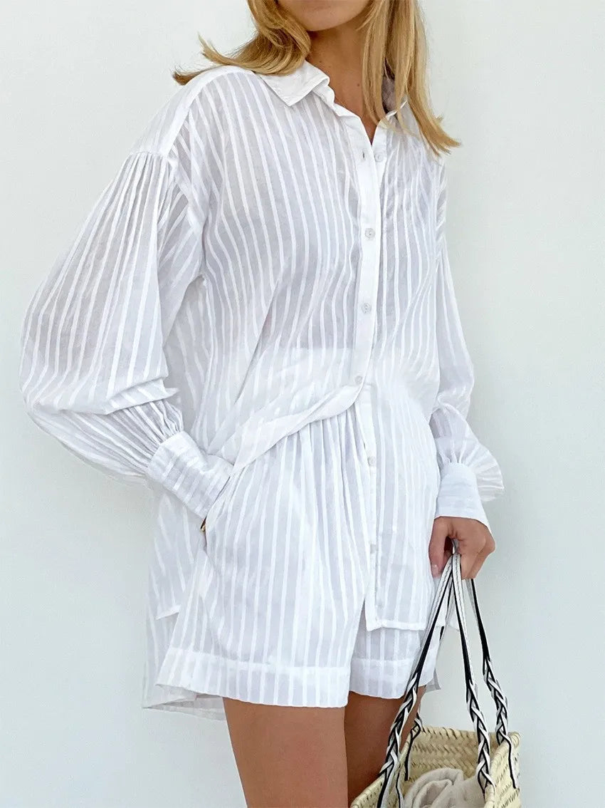 Women's Shirt and Shorts Set – Relaxed Oversized Fit