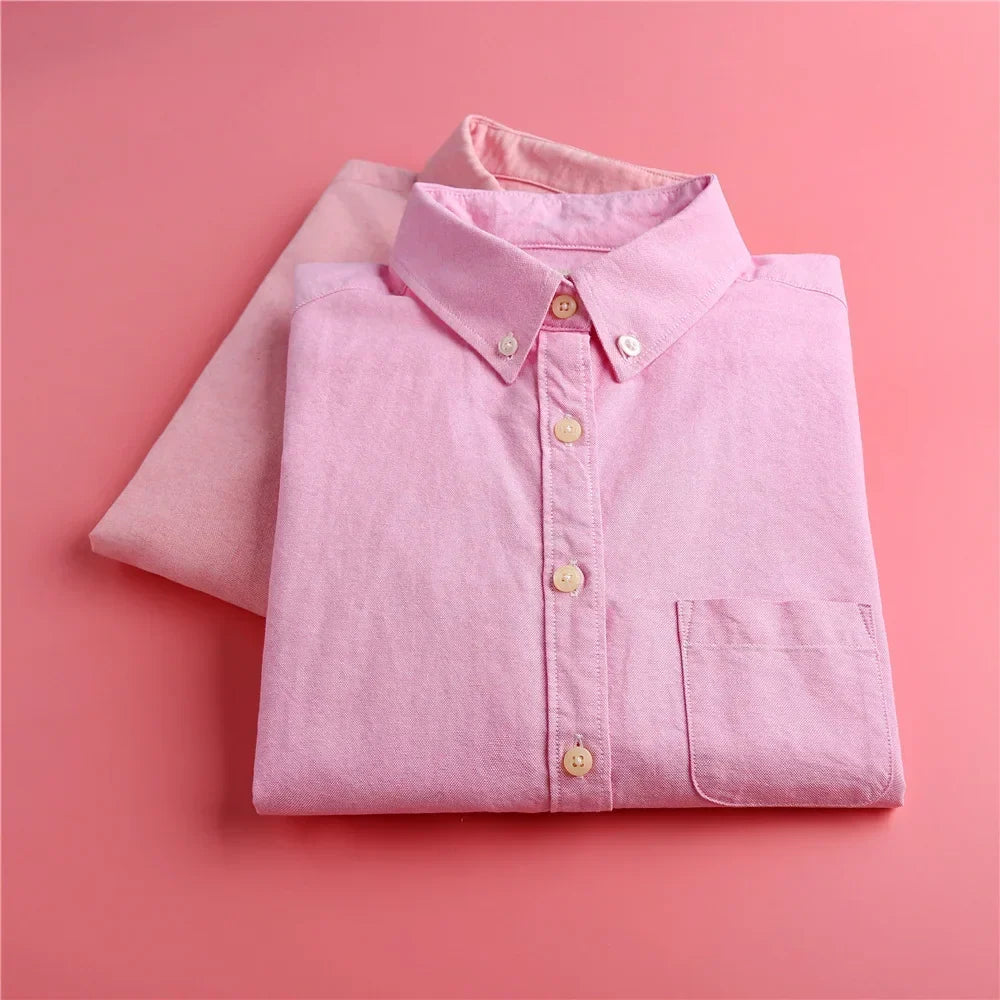 Women's Checked Cotton Blouse – Relaxed Long Sleeve