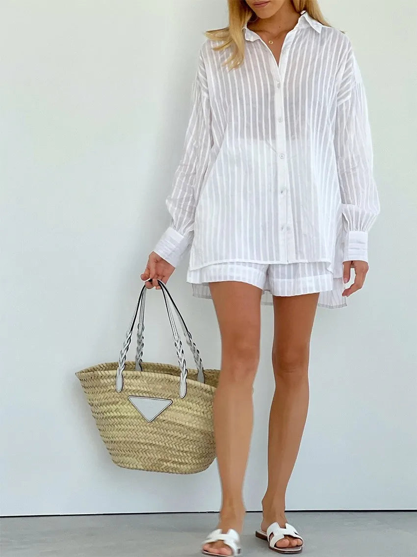 Women's Shirt and Shorts Set – Relaxed Oversized Fit
