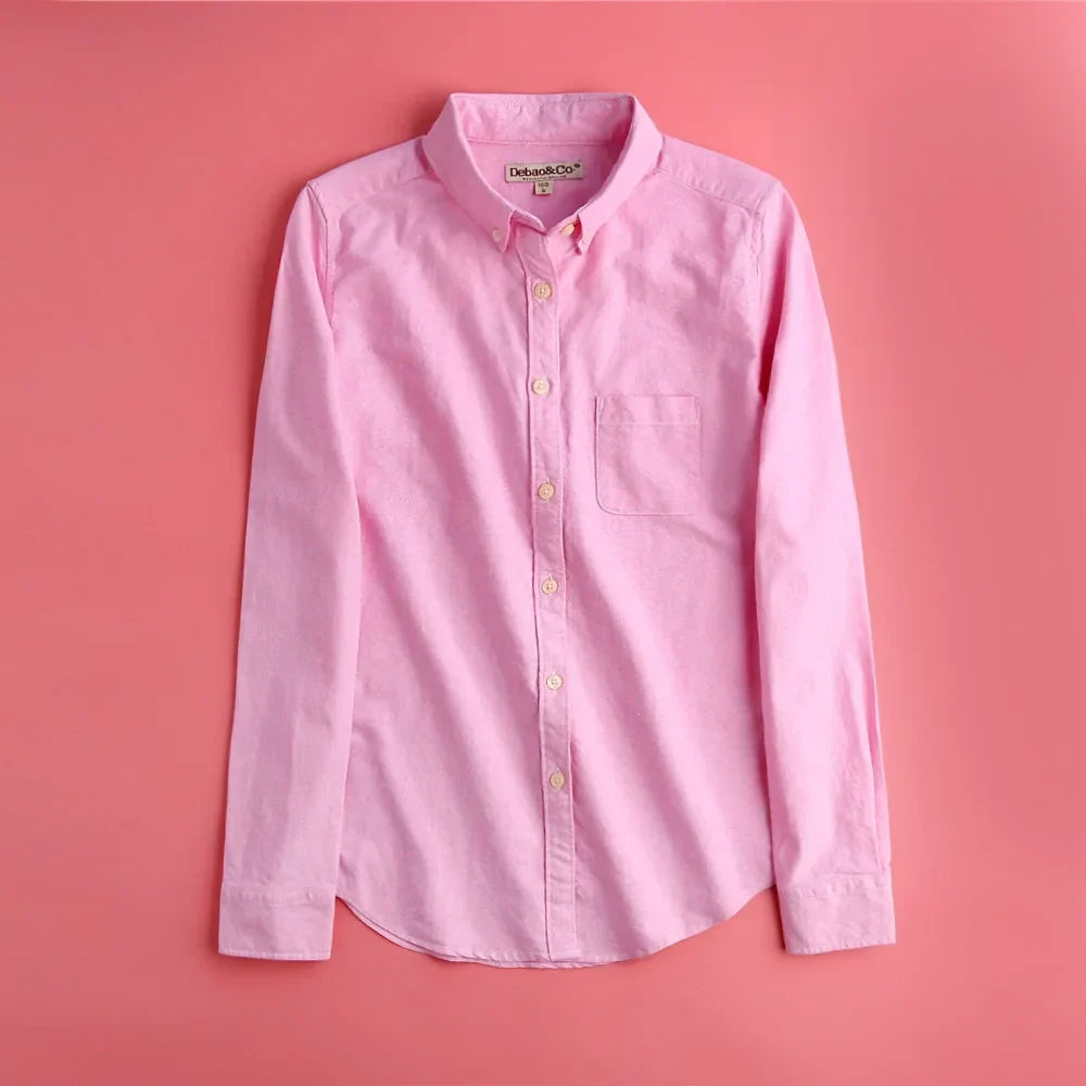 Women's Checked Cotton Blouse – Relaxed Long Sleeve