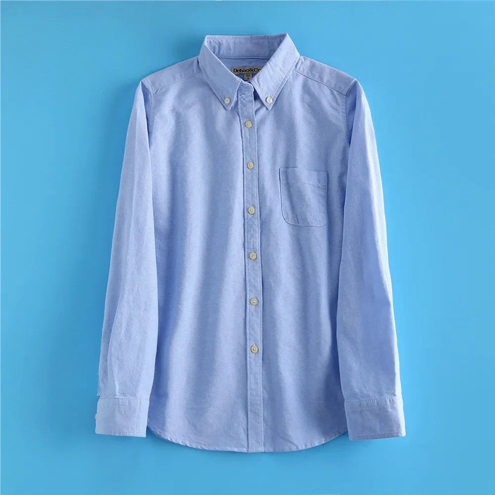 Women's Checked Cotton Blouse – Relaxed Long Sleeve