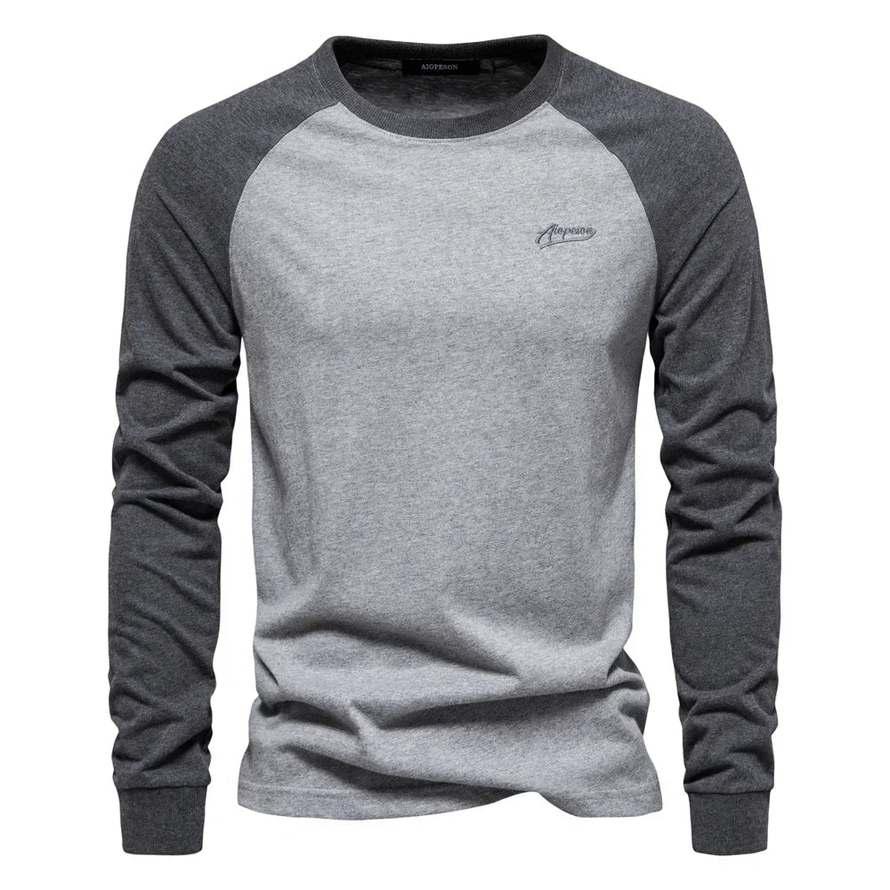 Men's Raglan Sleeve Cotton Shirt – Crew Neck Relaxed Fit