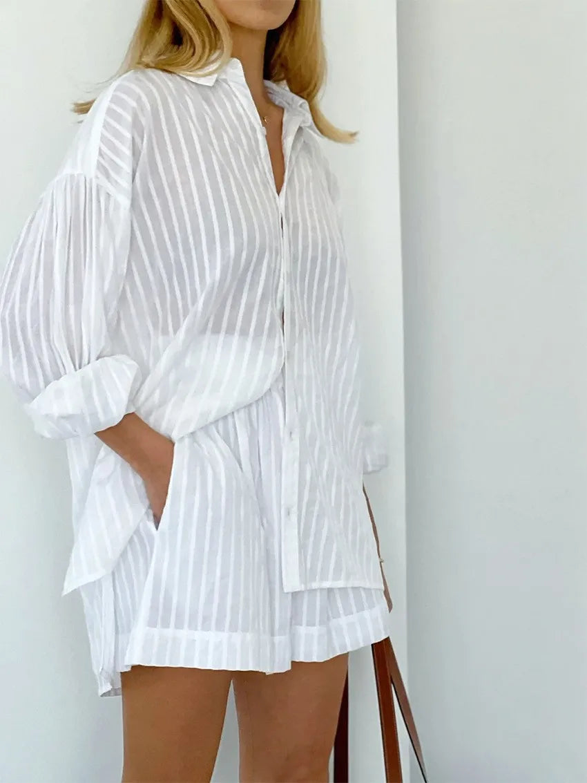 Women's Shirt and Shorts Set – Relaxed Oversized Fit