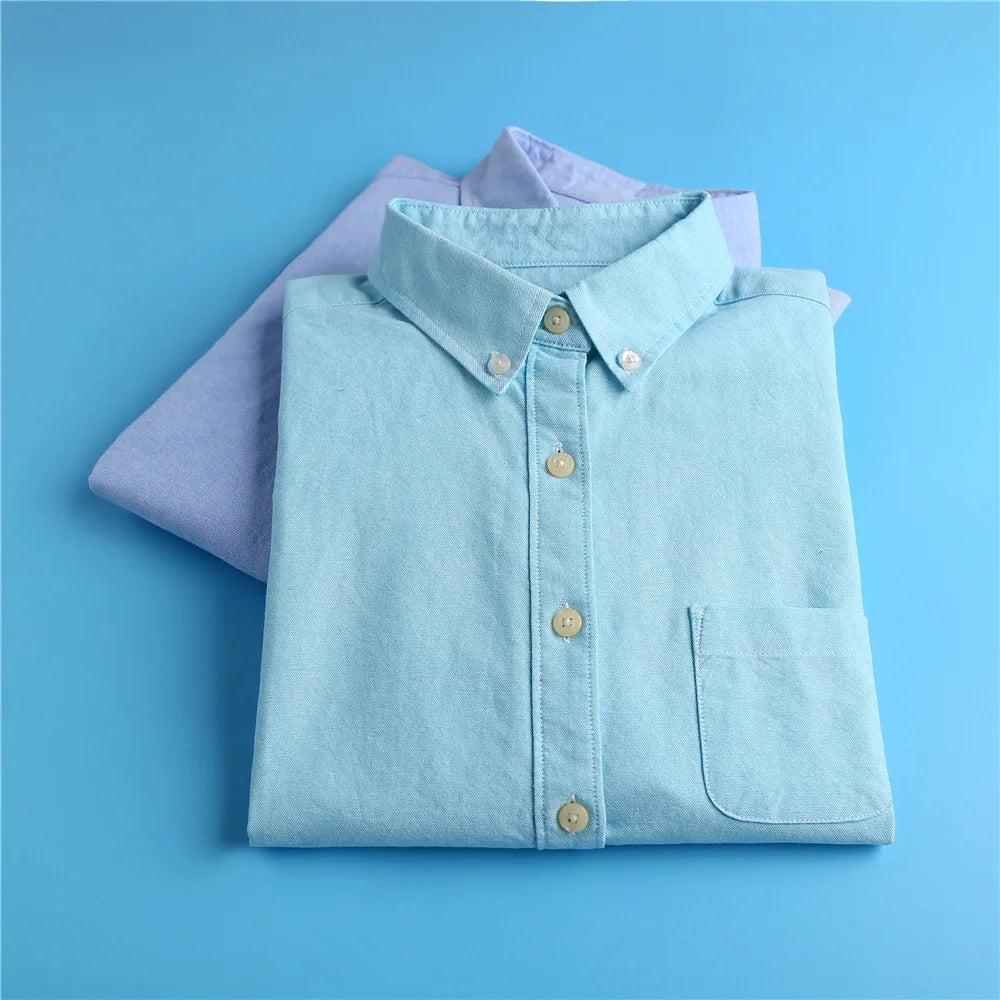Women's Checked Cotton Blouse – Relaxed Long Sleeve