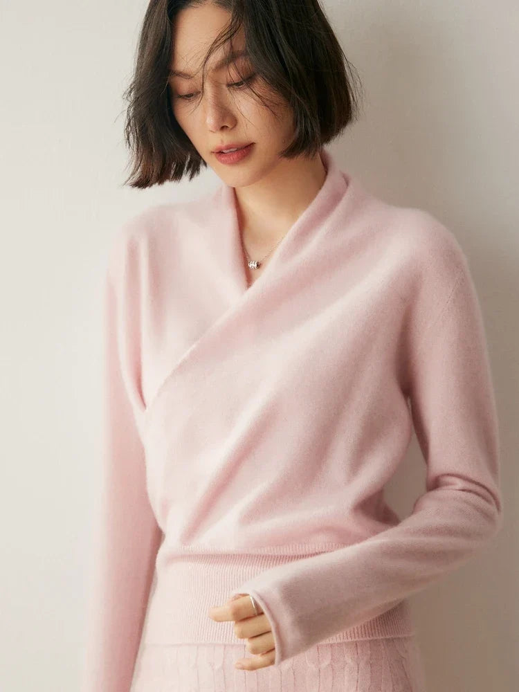 Women's Cashmere Sweater – Crossover Collar