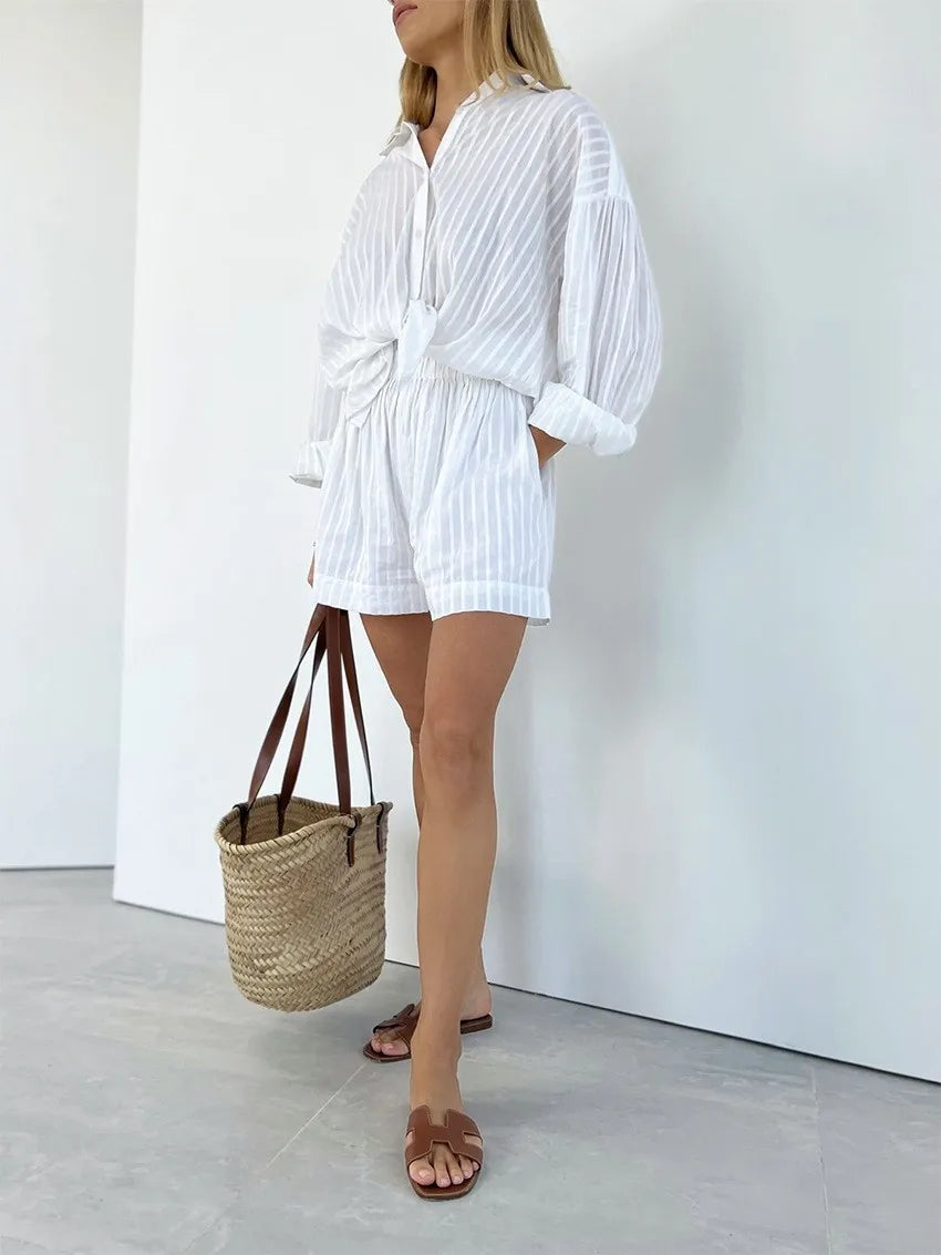 Women's Shirt and Shorts Set – Relaxed Oversized Fit