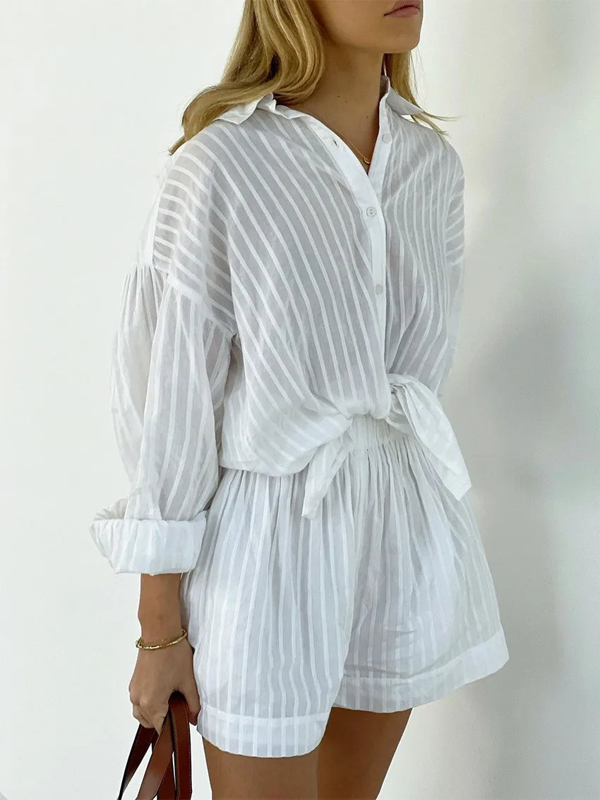 Women's Shirt and Shorts Set – Relaxed Oversized Fit