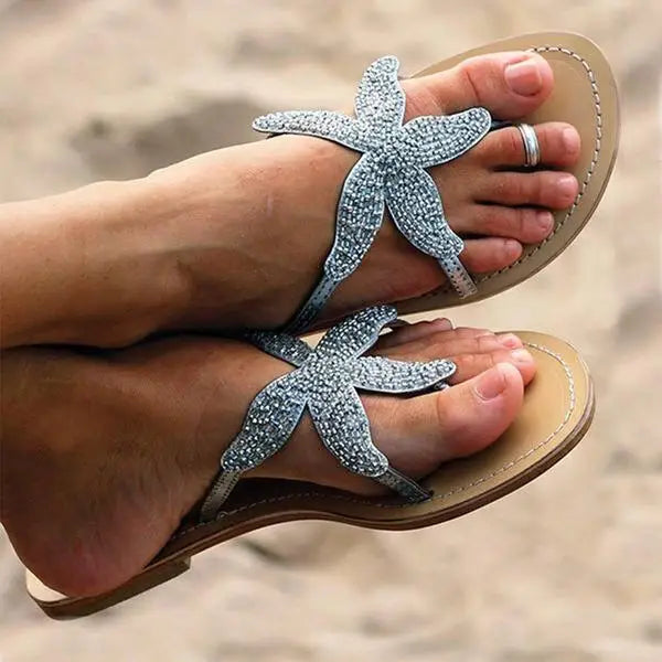 Women's Beaded Slip-On Sandal – Starfish Strap Detail