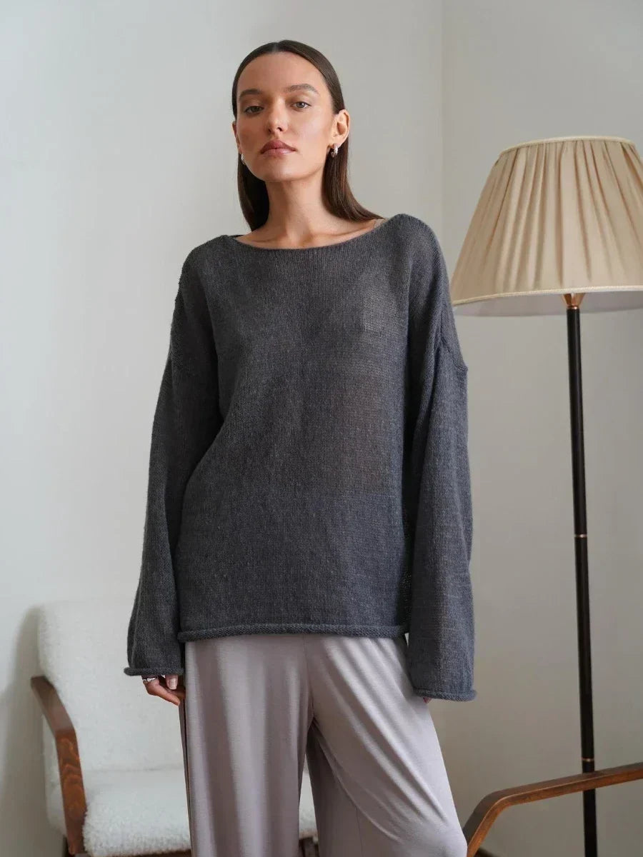 Women's Boatneck Sweater – Relaxed Merino-Blend Knit