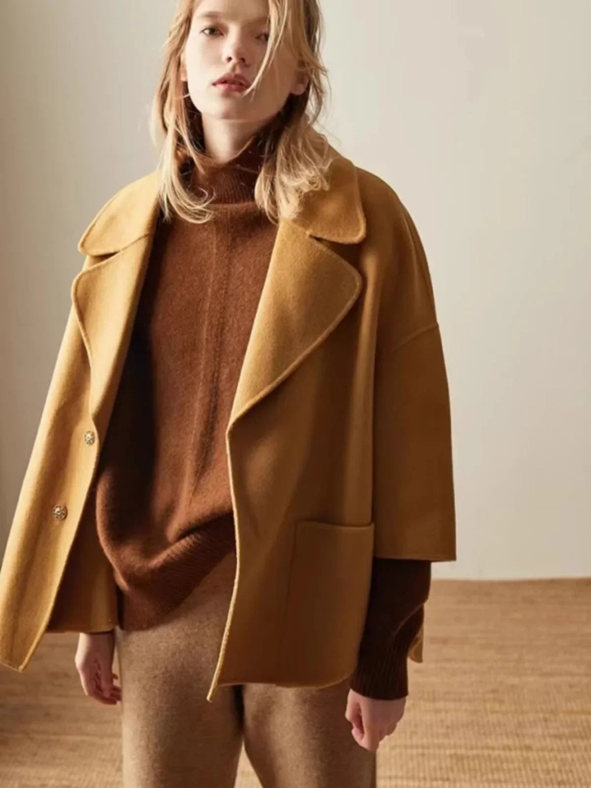Women's Oversized Turtleneck Sweater – Soft Ribbed Knit