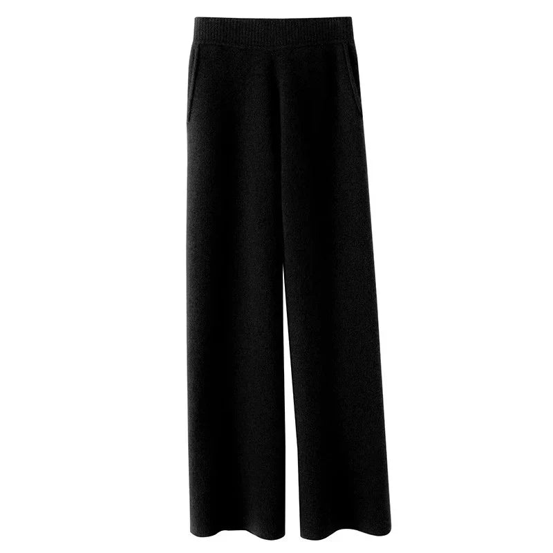 Women's Wide-Leg Sweatpants – High-Waist Cashmere Blend