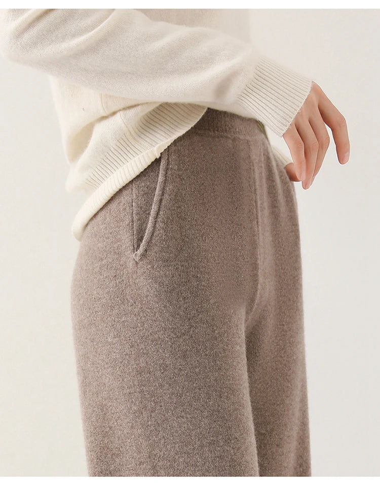 Women's Merino Wool Wide-Leg Pants – High-Rise Knit