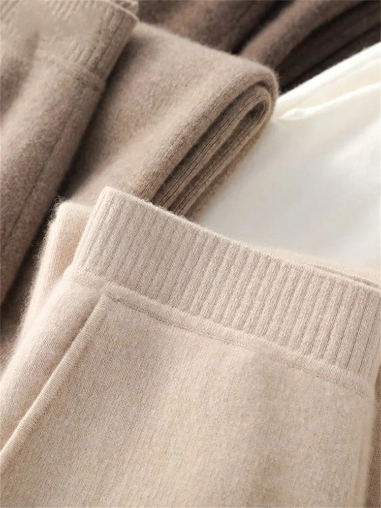 Women's Wide-Leg Sweatpants – High-Waist Cashmere Blend