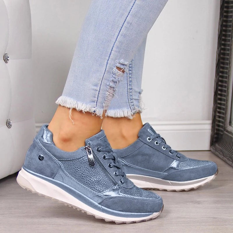 Women's Platform Sneaker – Side Zip Low Heel