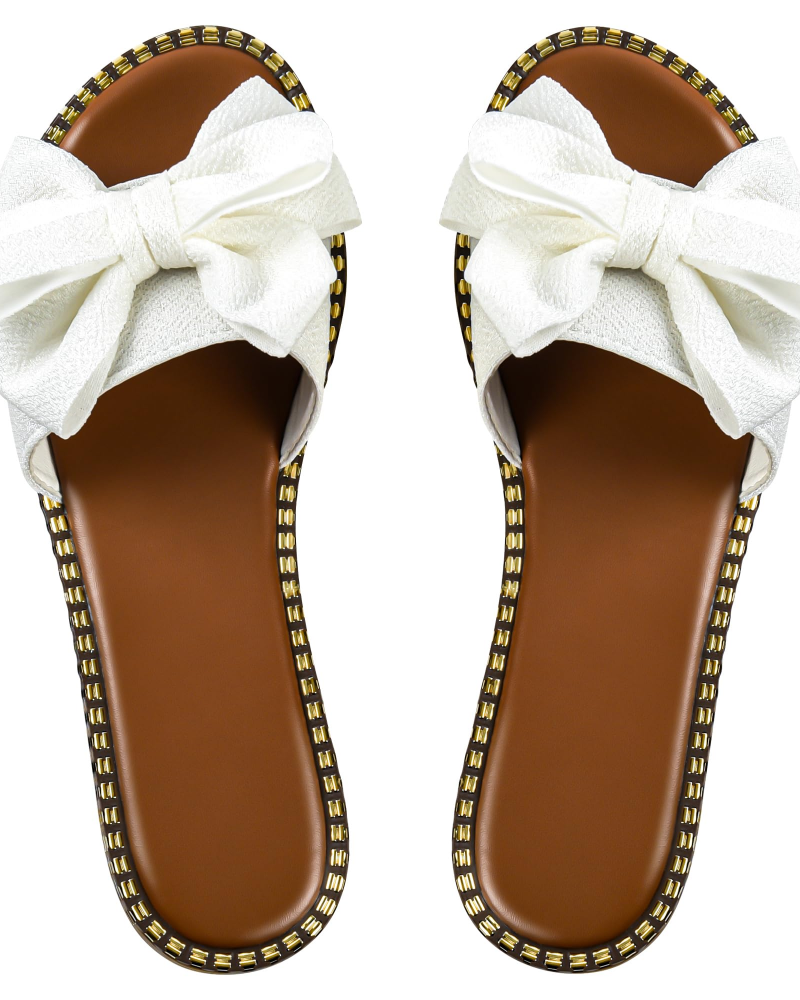 Women's Flat Bow Mule – Open-Toe Slip-On