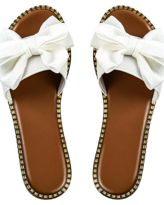 Women's Flat Bow Mule – Open-Toe Slip-On