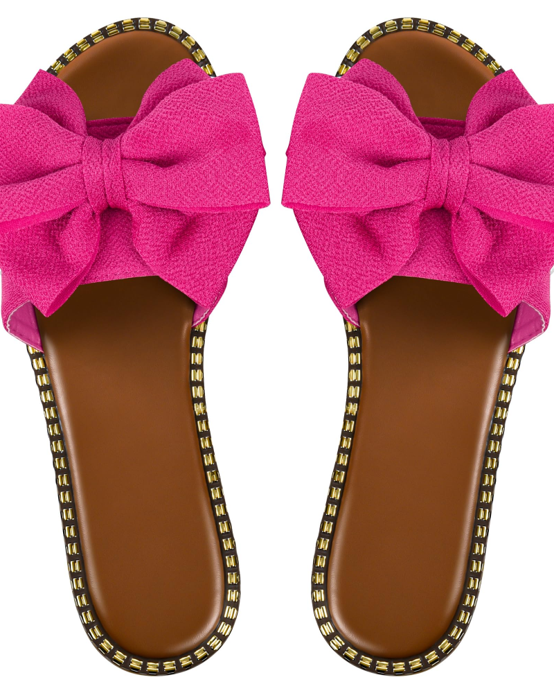 Women's Flat Bow Mule – Open-Toe Slip-On
