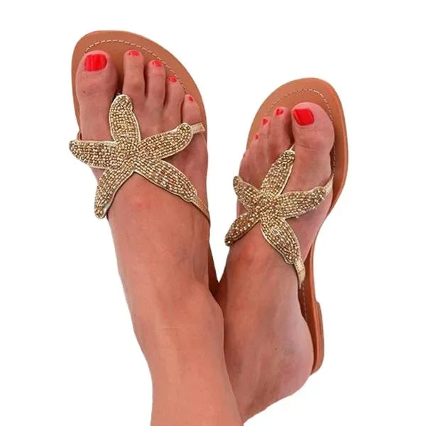 Women's Beaded Slip-On Sandal – Starfish Strap Detail