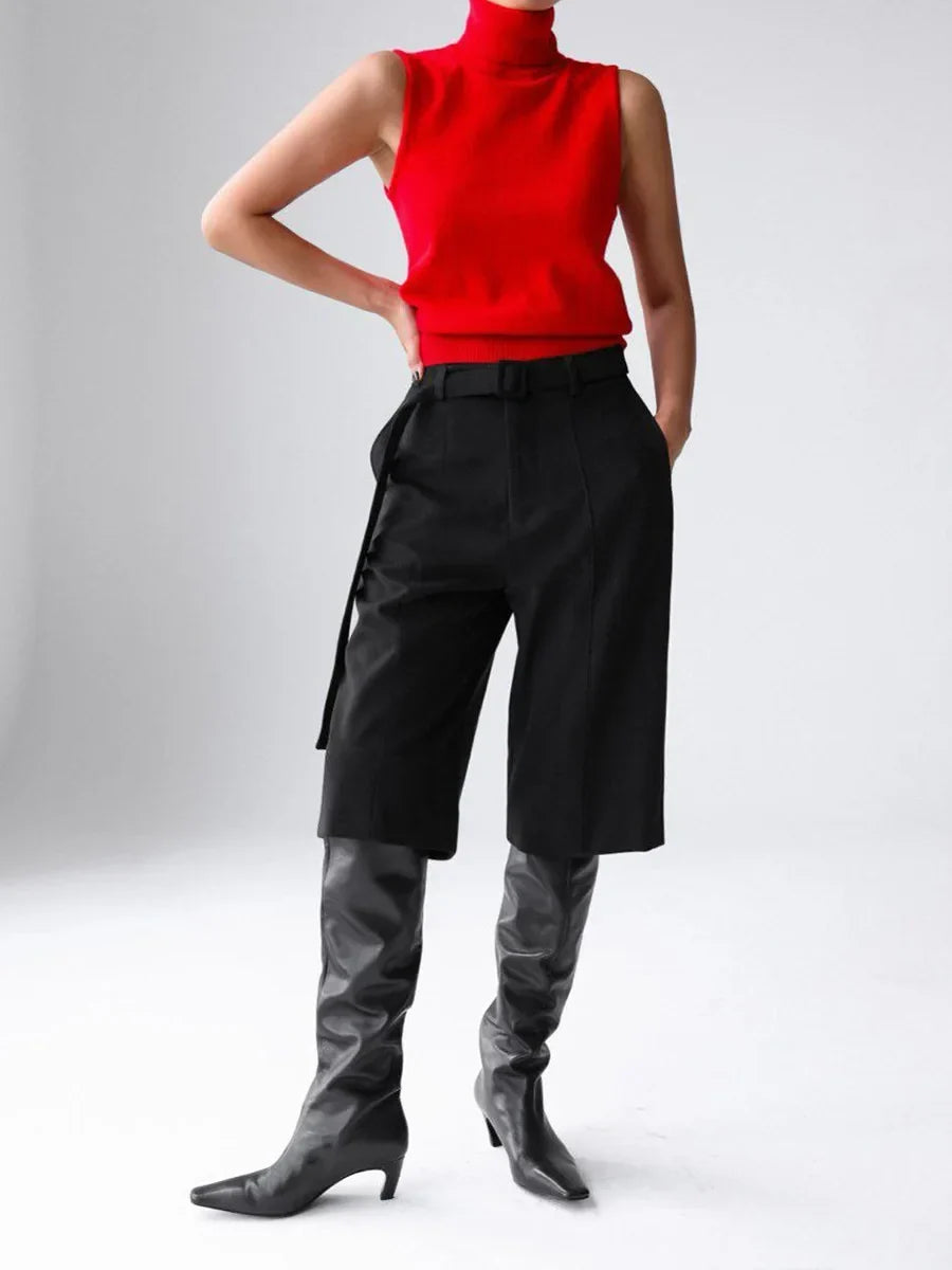 Women's High-Neck Sweater Vest – Sleeveless Sculpted Fit