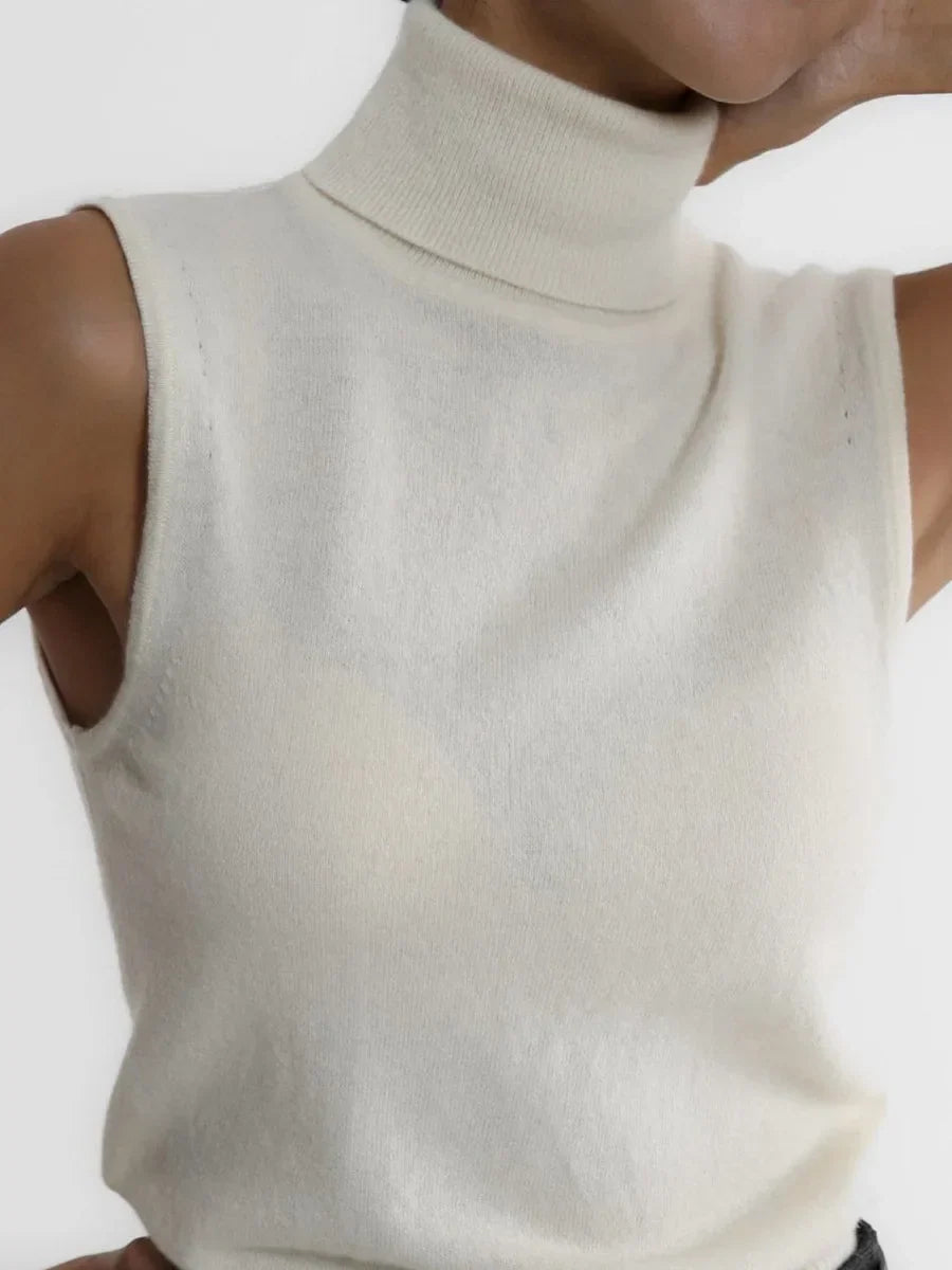 Women's High-Neck Sweater Vest – Sleeveless Sculpted Fit