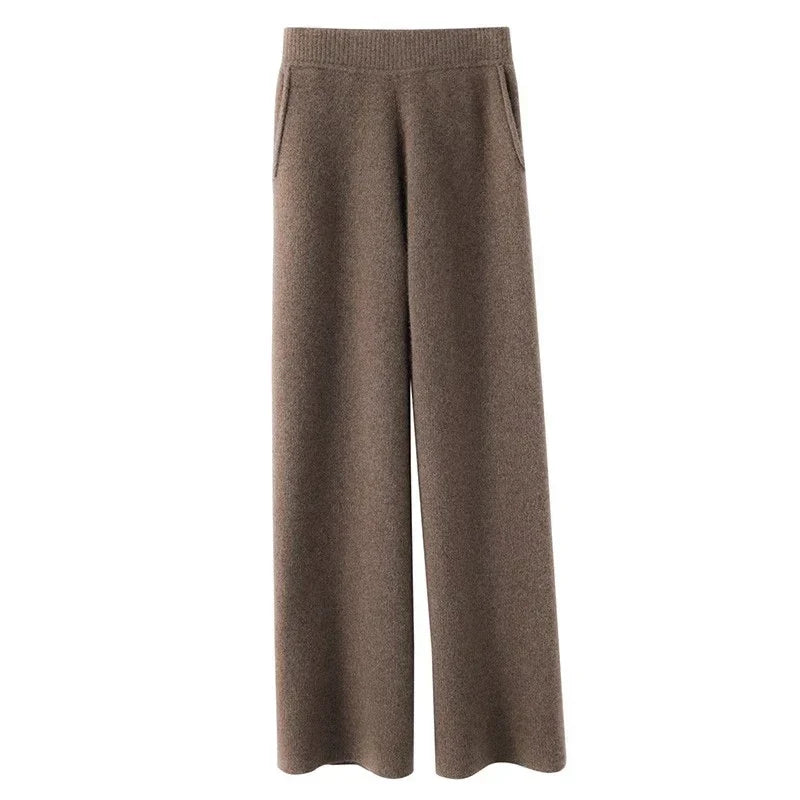Women's Wide-Leg Sweatpants – High-Waist Cashmere Blend