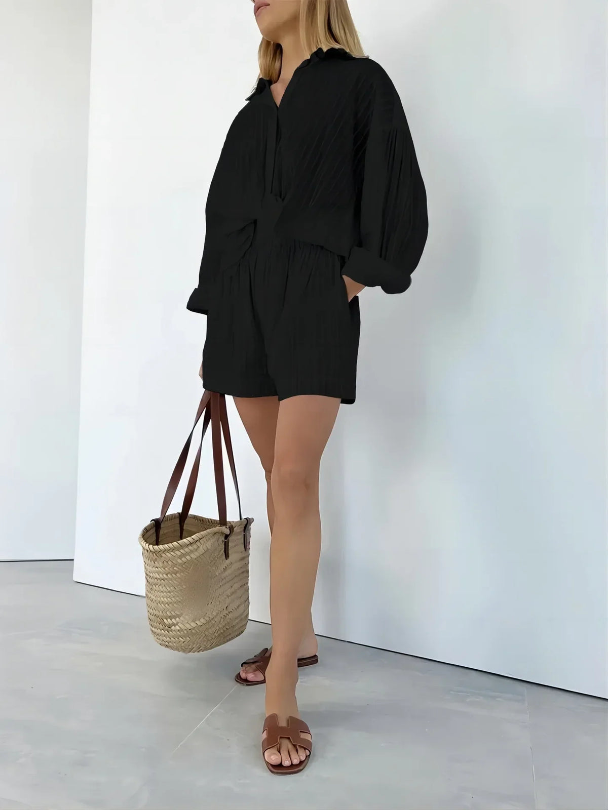 Women's Shirt and Shorts Set – Relaxed Oversized Fit