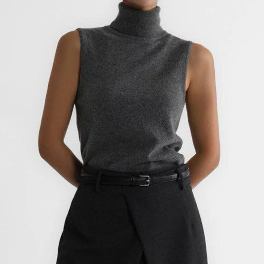 Women's High-Neck Sweater Vest – Sleeveless Sculpted Fit