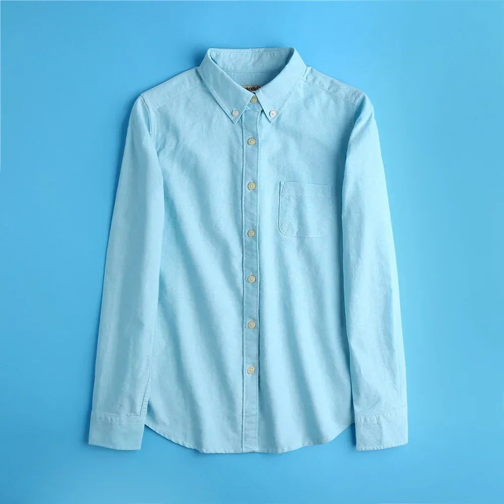 Women's Checked Cotton Blouse – Relaxed Long Sleeve