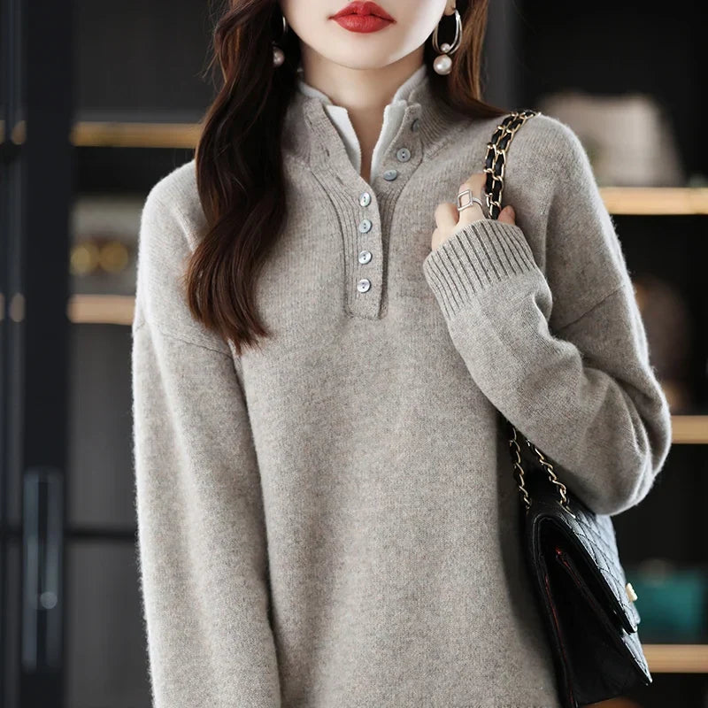 Women's Cashmere Knit Lounge Set – Pullover and Wide-Leg Pants