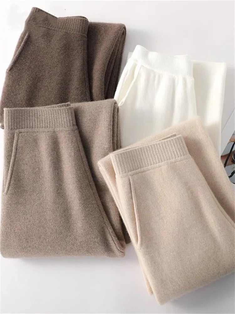 Women's Wide-Leg Sweatpants – High-Waist Cashmere Blend