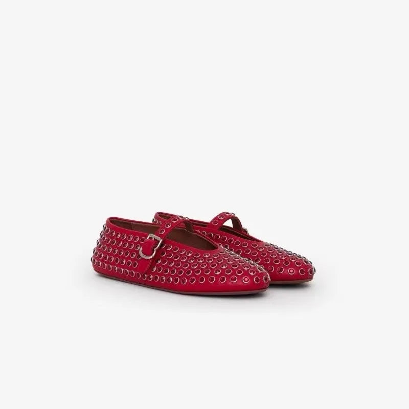 Women's Mary Jane Flat – Crystal-Studded Leather