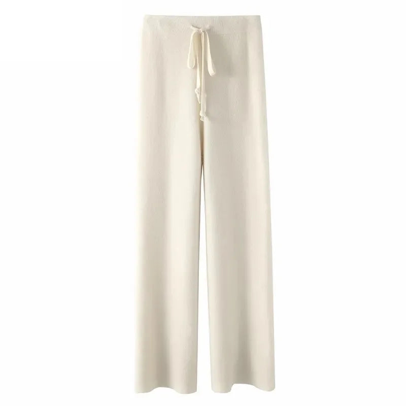 Women's Cashmere-Blend Sweatpants – High-Rise Relaxed Leg