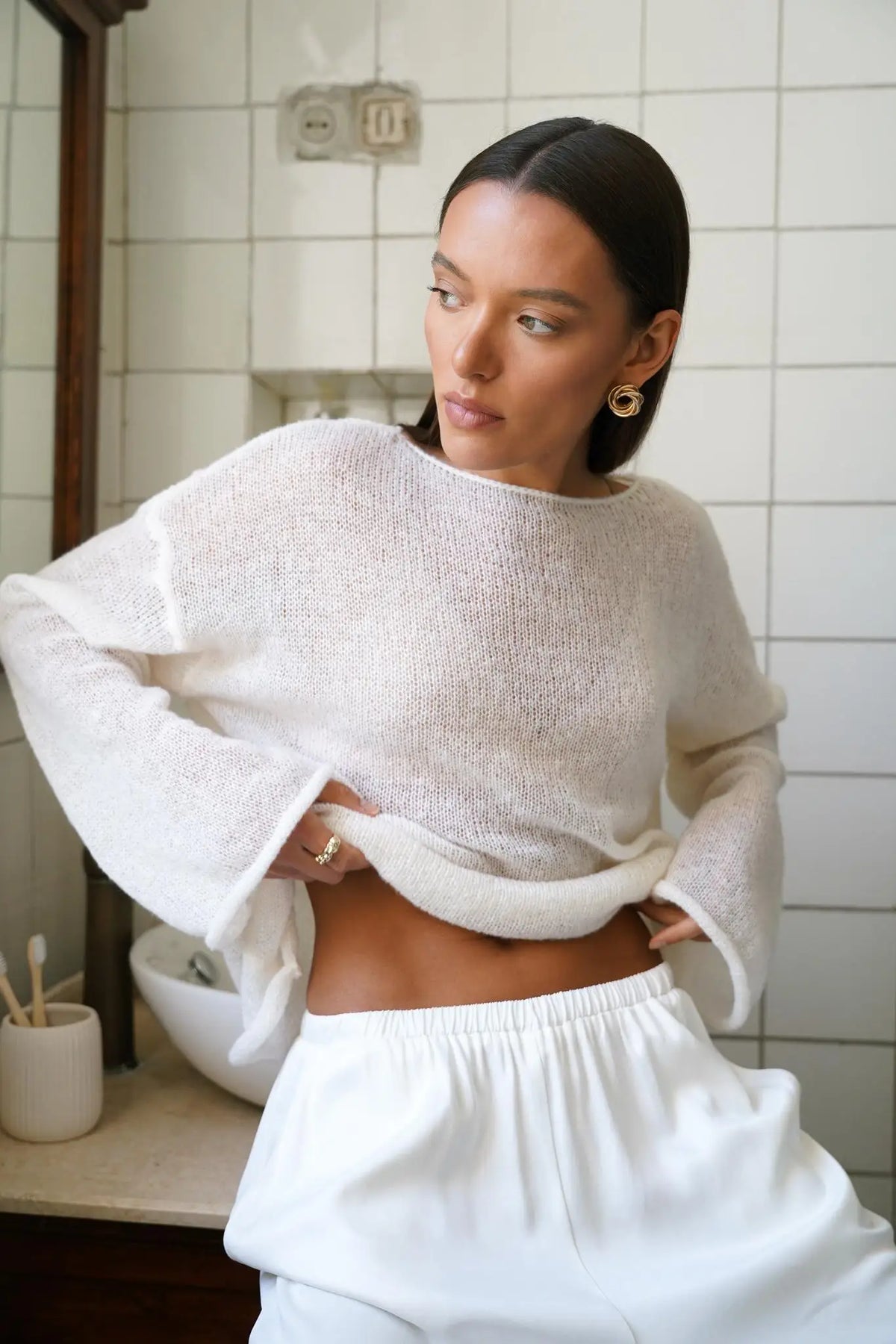 Women's Boatneck Sweater – Relaxed Merino-Blend Knit