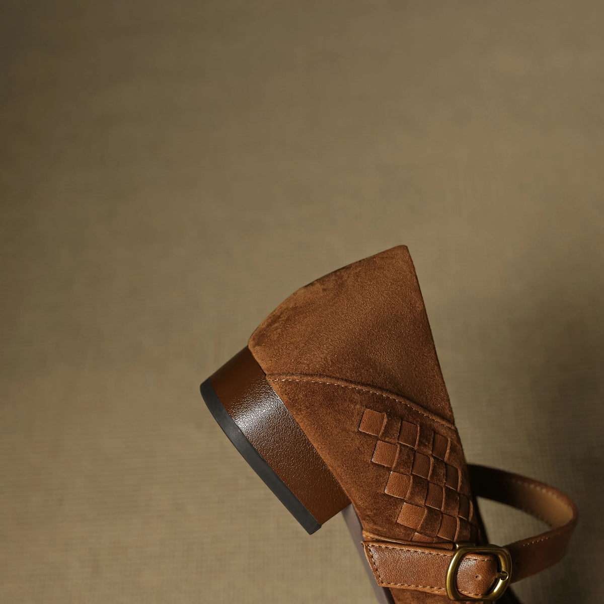 Women's Woven Leather Mary Jane Shoes – Low Block Heel