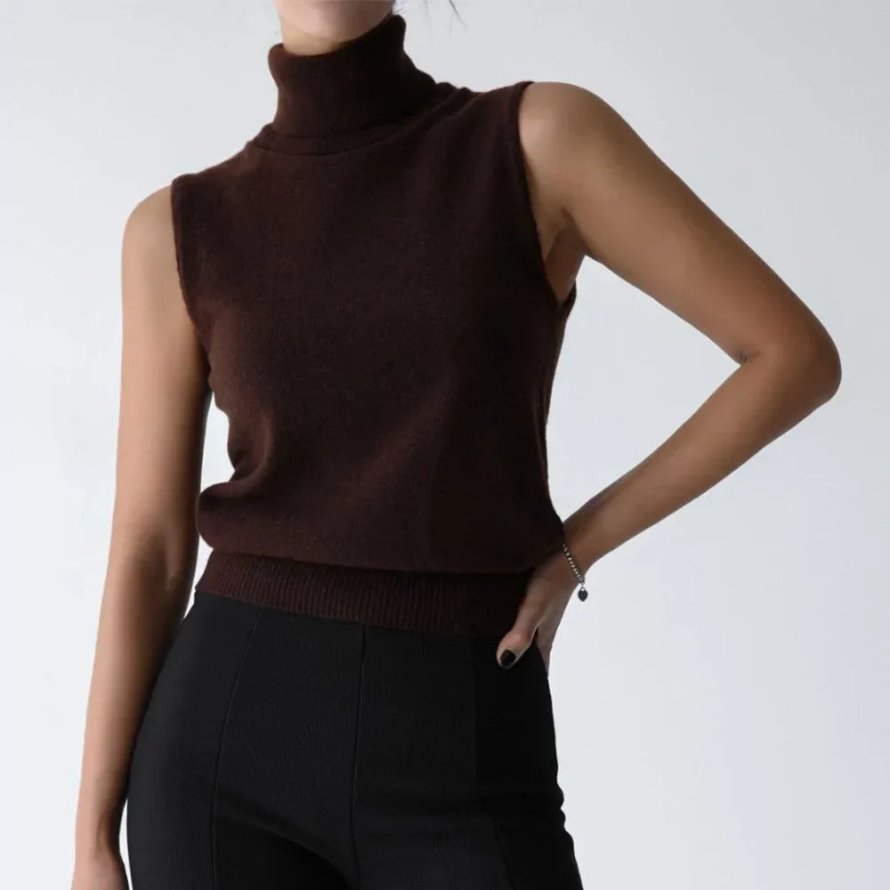 Women's High-Neck Sweater Vest – Sleeveless Sculpted Fit
