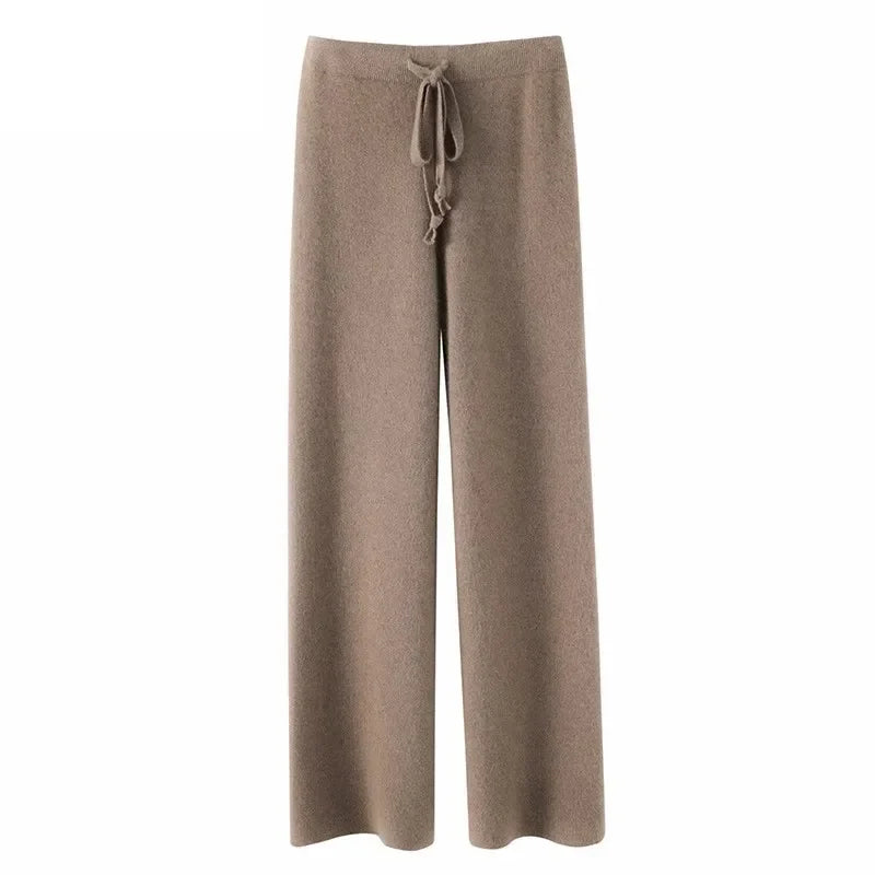 Women's Cashmere-Blend Sweatpants – High-Rise Relaxed Leg