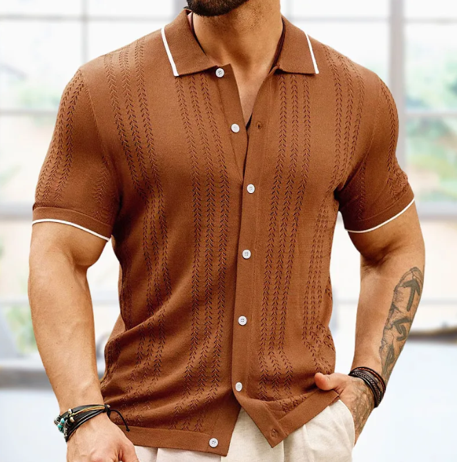 Men's Polo Shirt – Button-Through Relaxed Fit