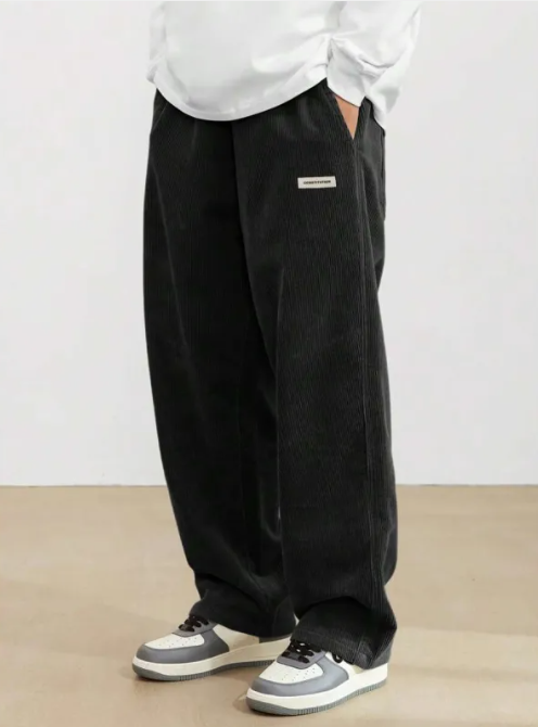 Men's Drawstring Wide-Leg Pants – Relaxed Straight Fit