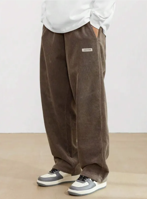 Men's Drawstring Wide-Leg Pants – Relaxed Straight Fit