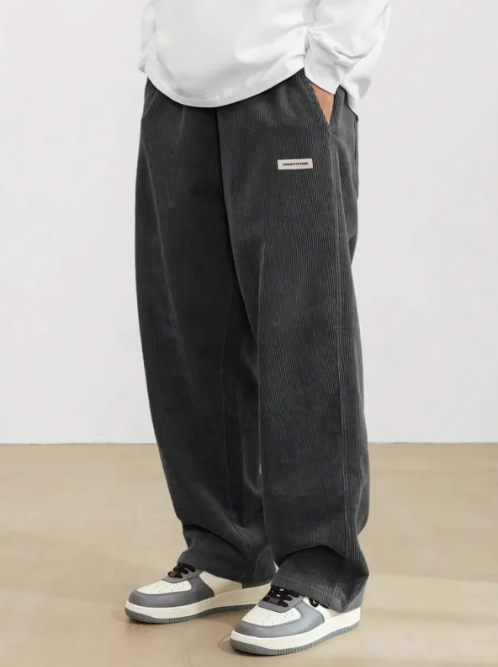 Men's Drawstring Wide-Leg Pants – Relaxed Straight Fit