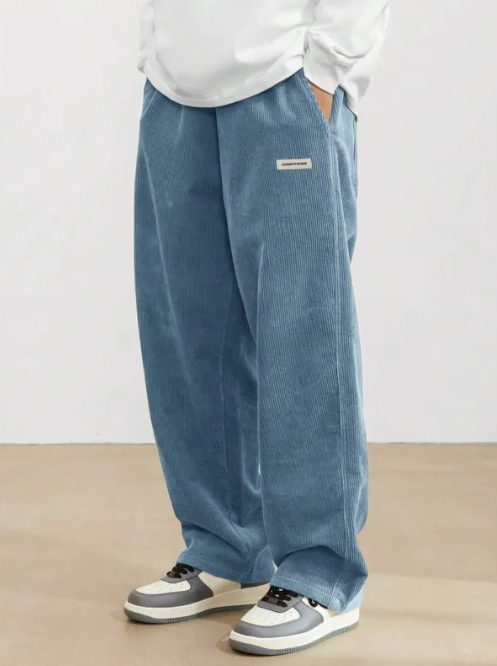 Men's Drawstring Wide-Leg Pants – Relaxed Straight Fit