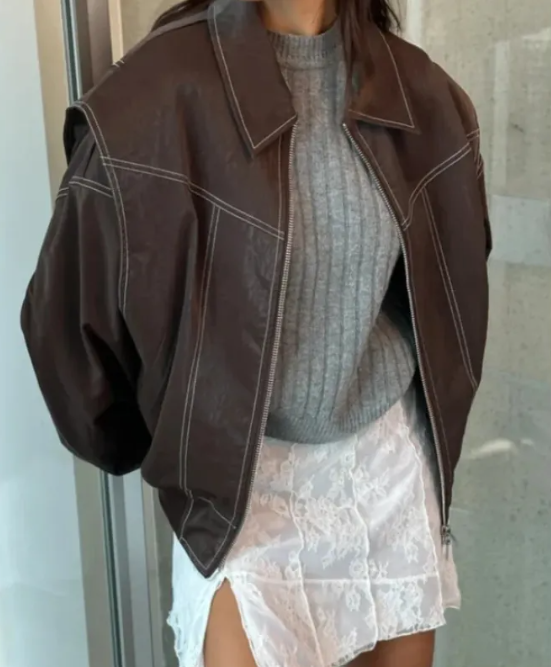 Women's Moto Jacket – Relaxed Lapel Zip-Up