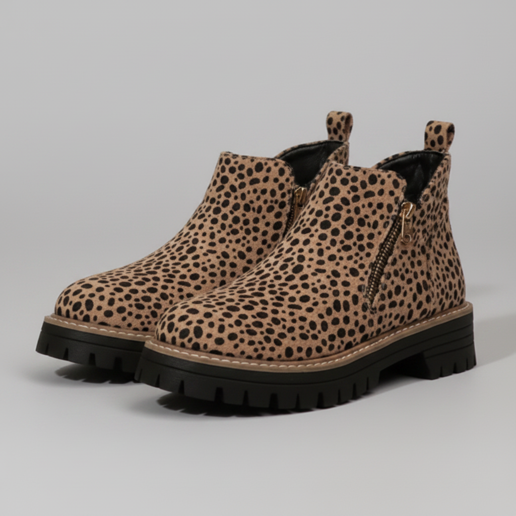 Women's Ankle Boot – Chunky Mid Heel Side Zip