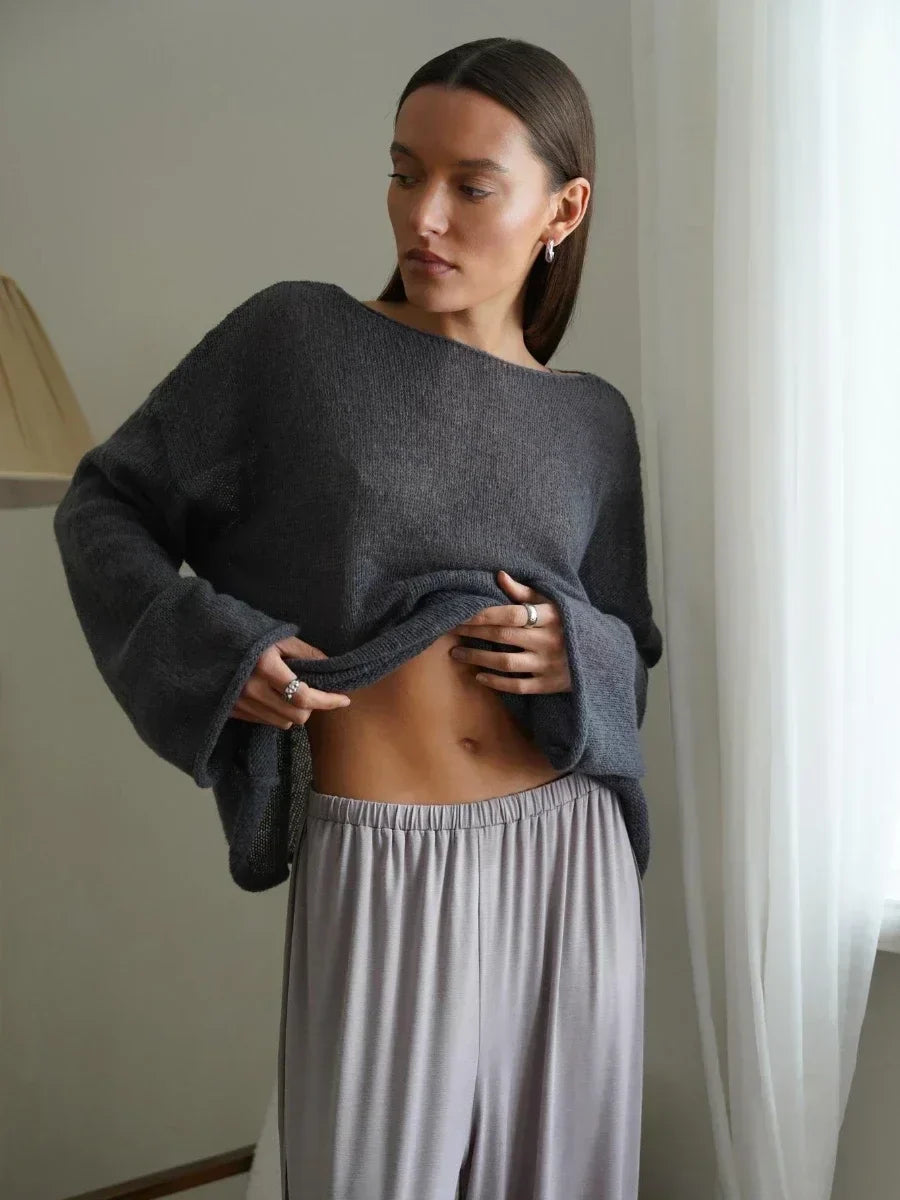 Women's Boatneck Sweater – Relaxed Merino-Blend Knit