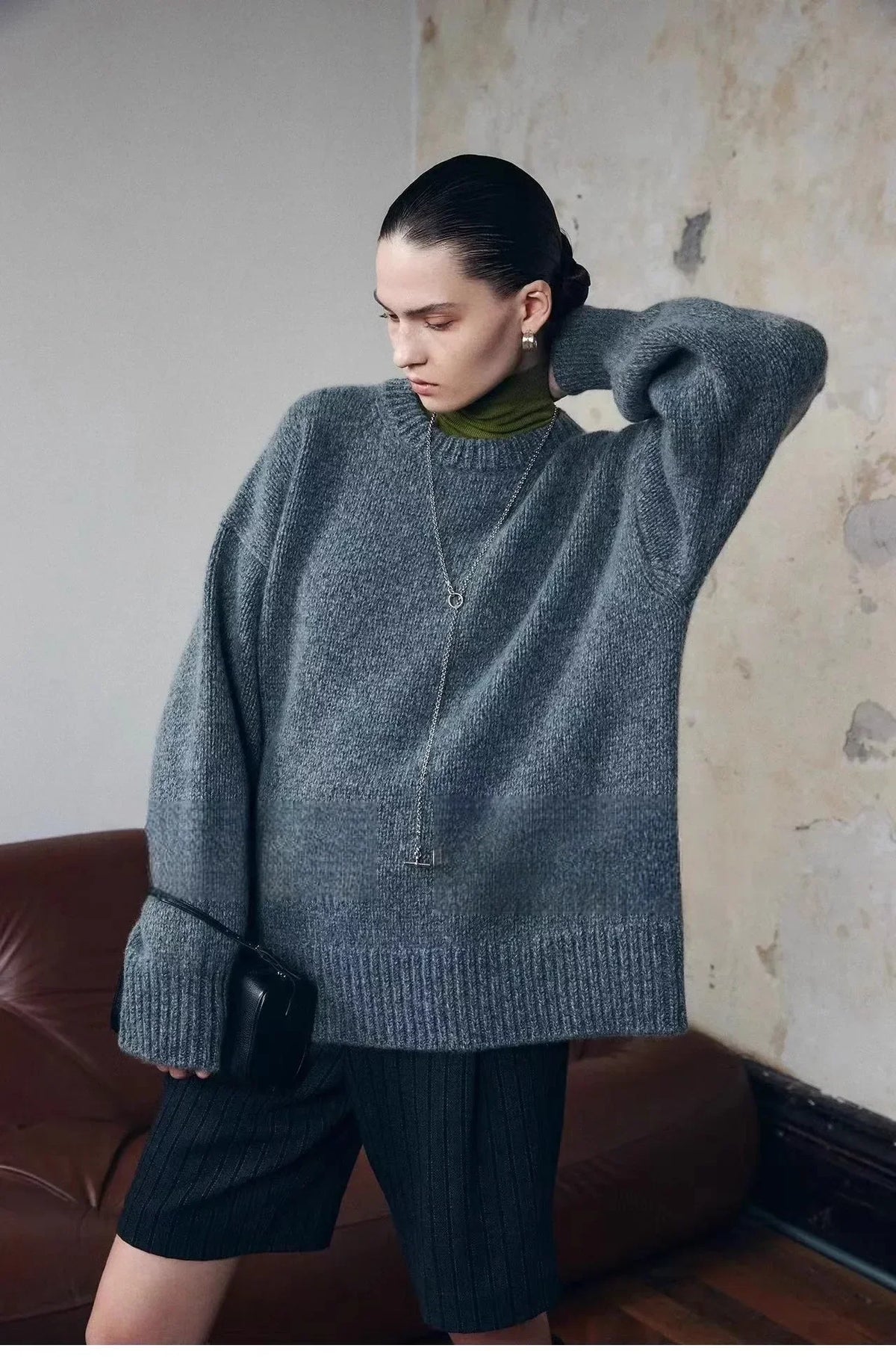 Women's Oversized Knit Sweater – Relaxed Drape Fit
