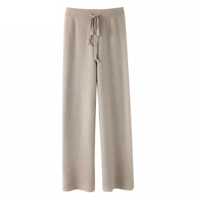 Women's Cashmere-Blend Sweatpants – High-Rise Relaxed Leg