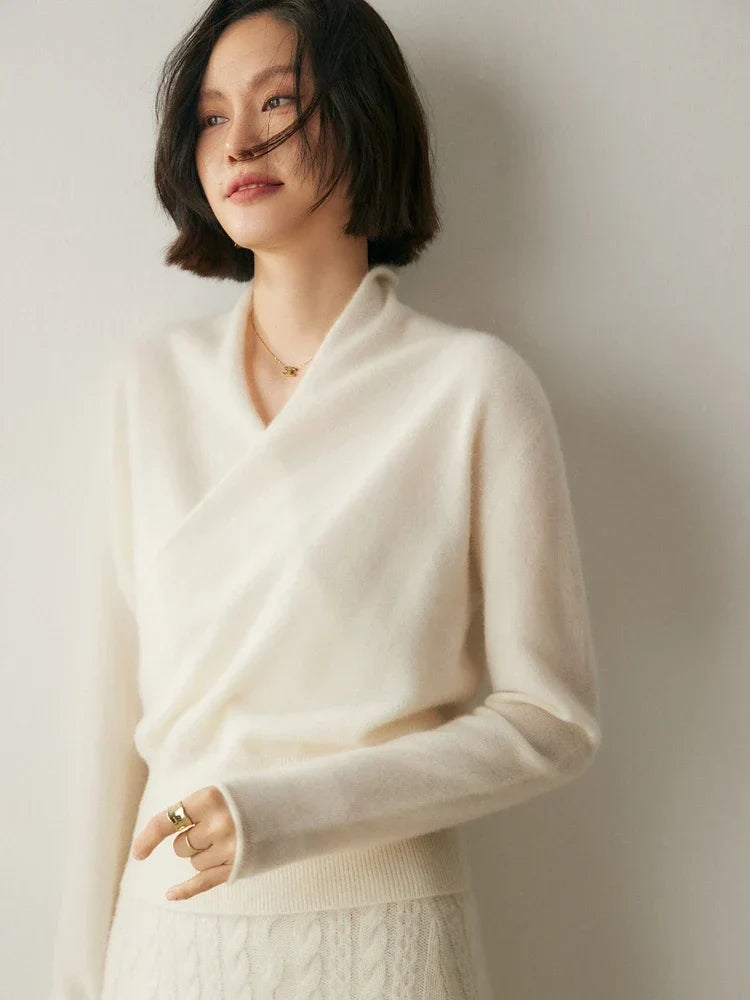 Women's Cashmere Sweater – Crossover Collar